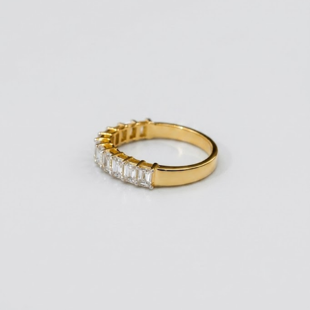 1.00 TCW (VS–EF) Baguette & Round Lab-Grown Diamond Half Eternity Band for Women