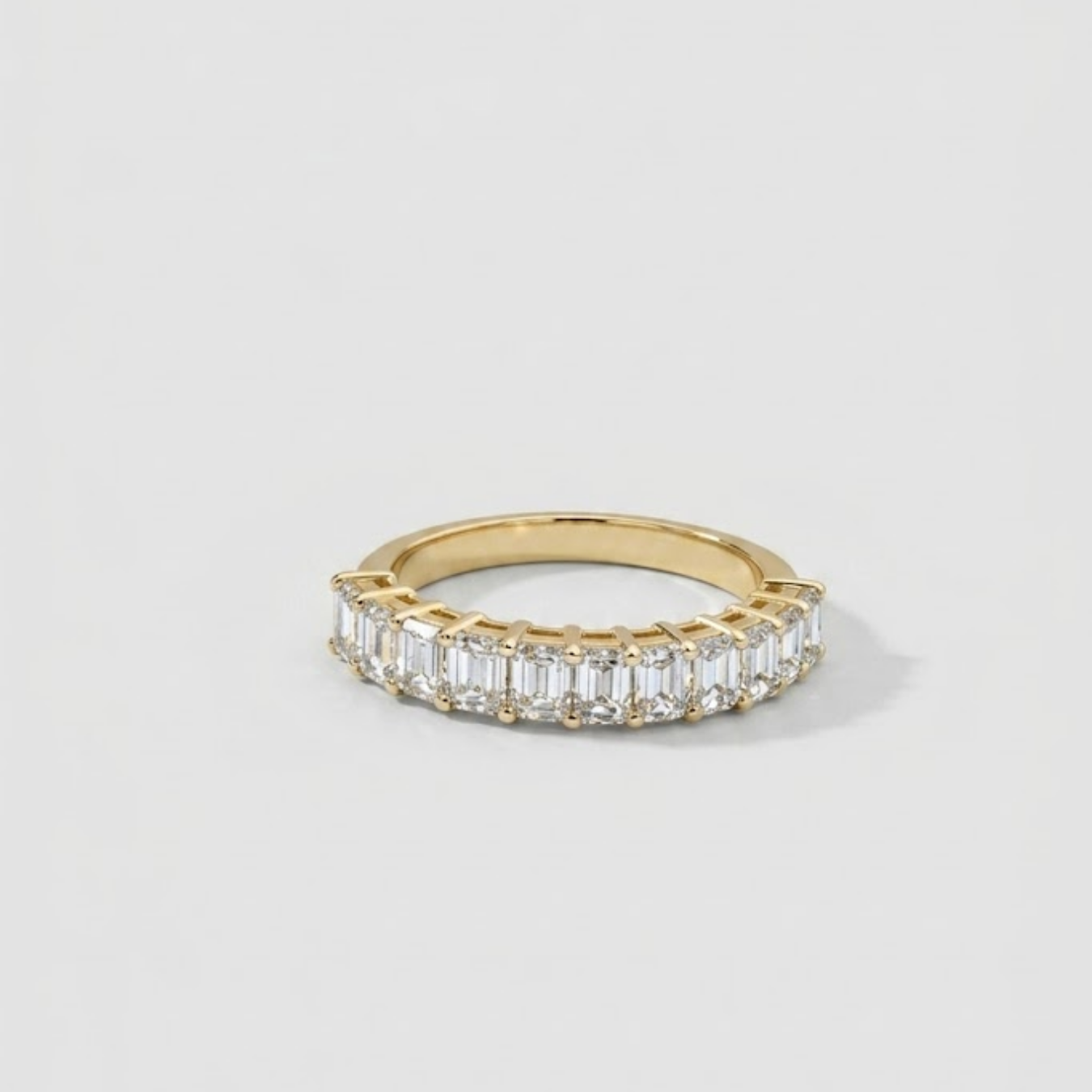 1.00 TCW (VS–EF) Baguette & Round Lab-Grown Diamond Half Eternity Band for Women