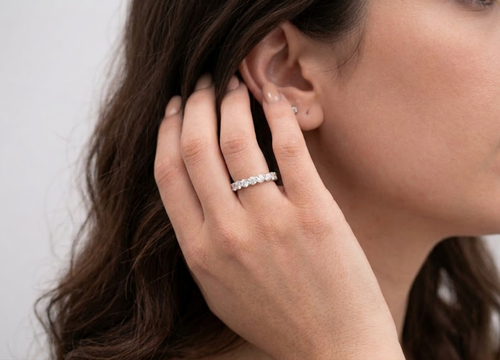 0.60 TCW (VS-EF) Round Cut Lab-Grown Diamond Eternity Band for Women