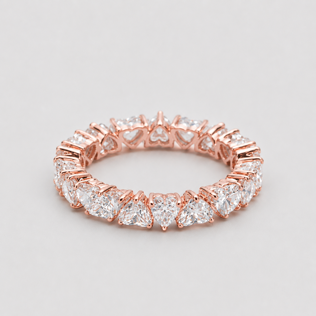 1.00tcw (VS-EF) Heart shape Lab-Grown Diamond Eternity Band for Women