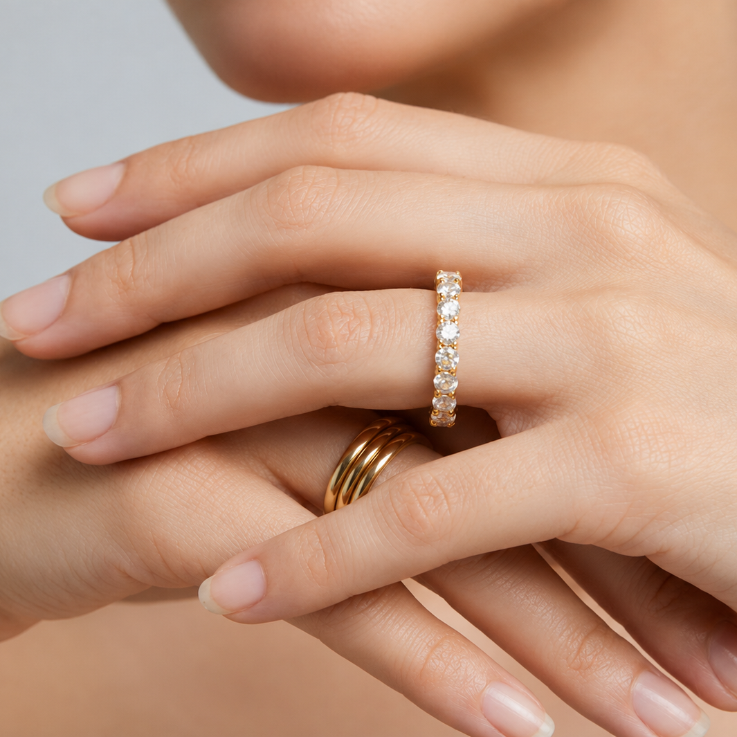 1.00 TCW (VS–EF) Elegant Round Lab-Grown Diamond Eternity Band