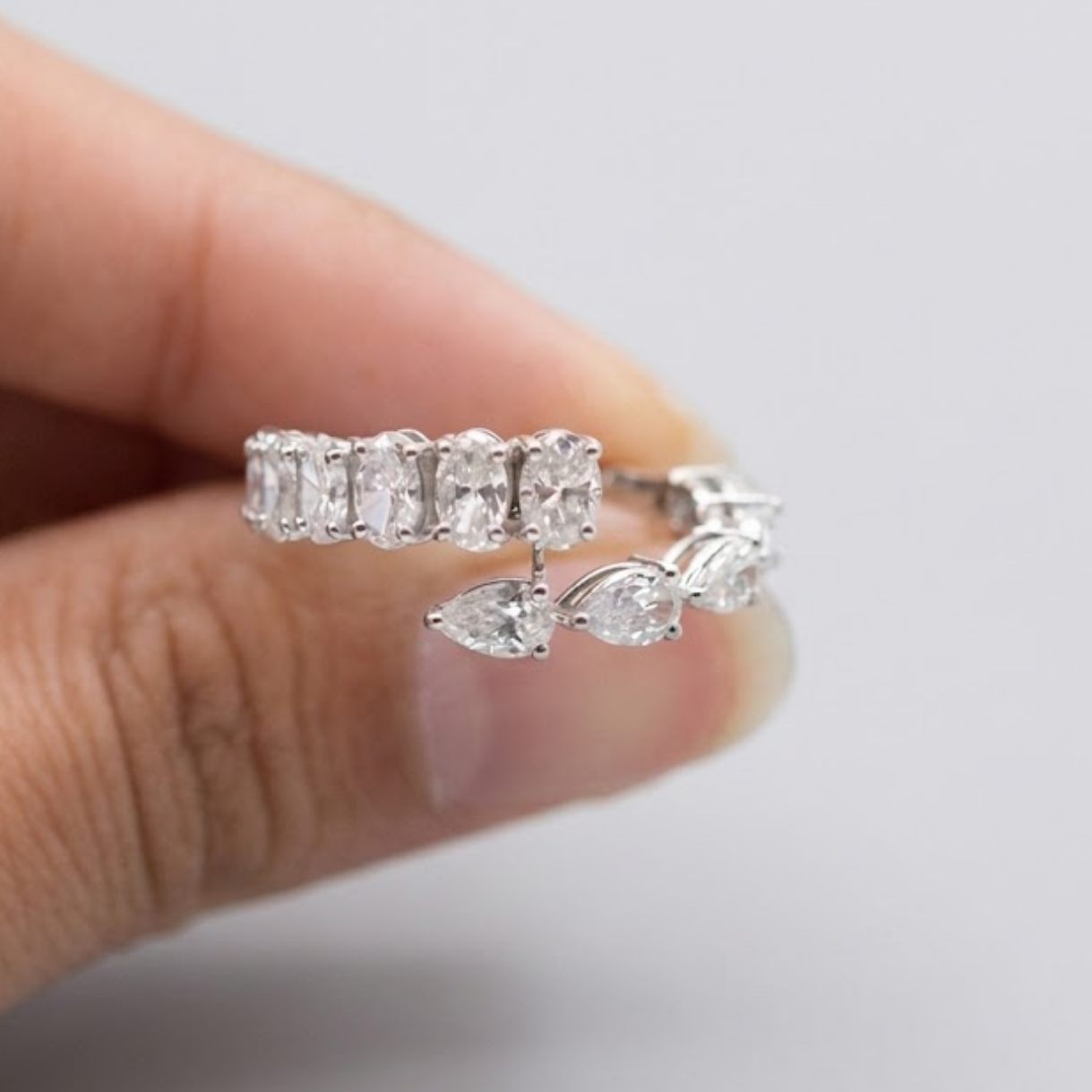 3 Ct. Lab-Grown Diamond Open Band Multi Cut Ring (VS-EF)