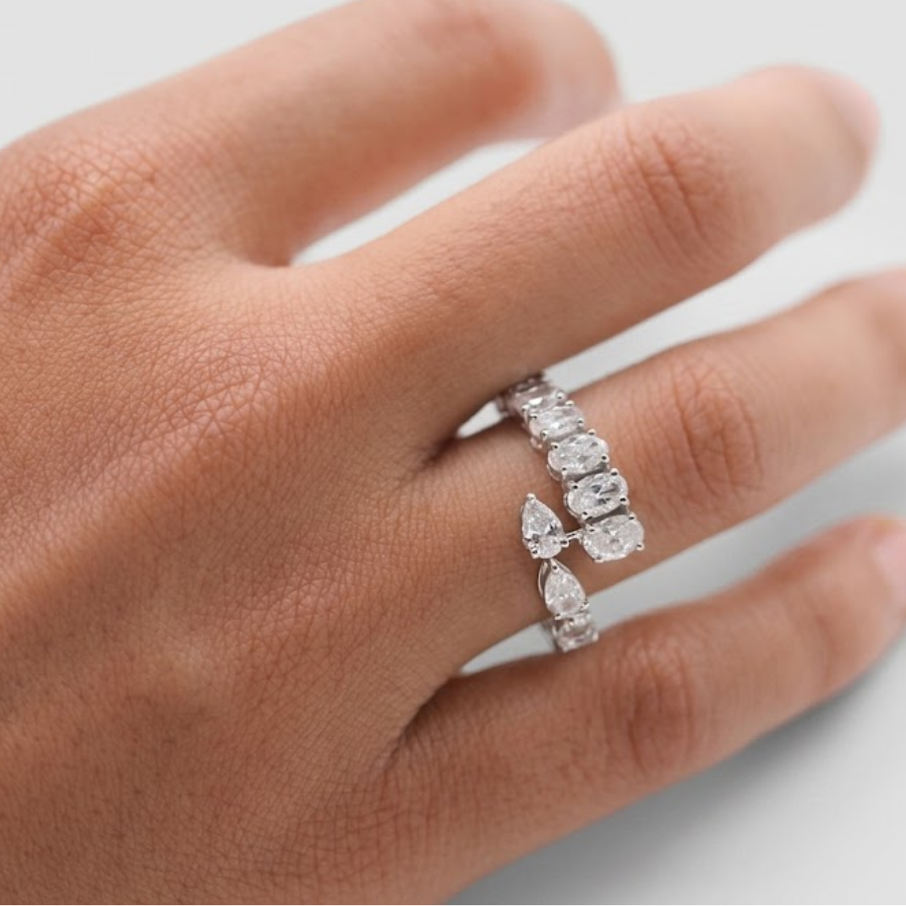 3 Ct. Lab-Grown Diamond Open Band Multi Cut Ring (VS-EF)