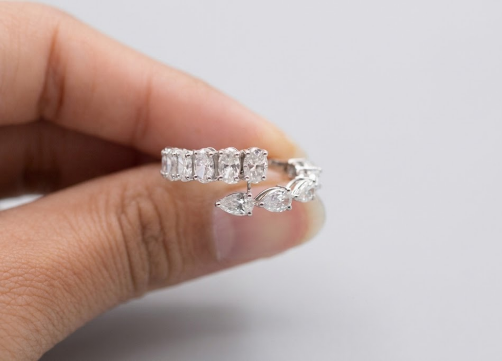 1.80 TCW (VS-EF) Round Cut Lab-Grown Diamond Open Band Ring for Women