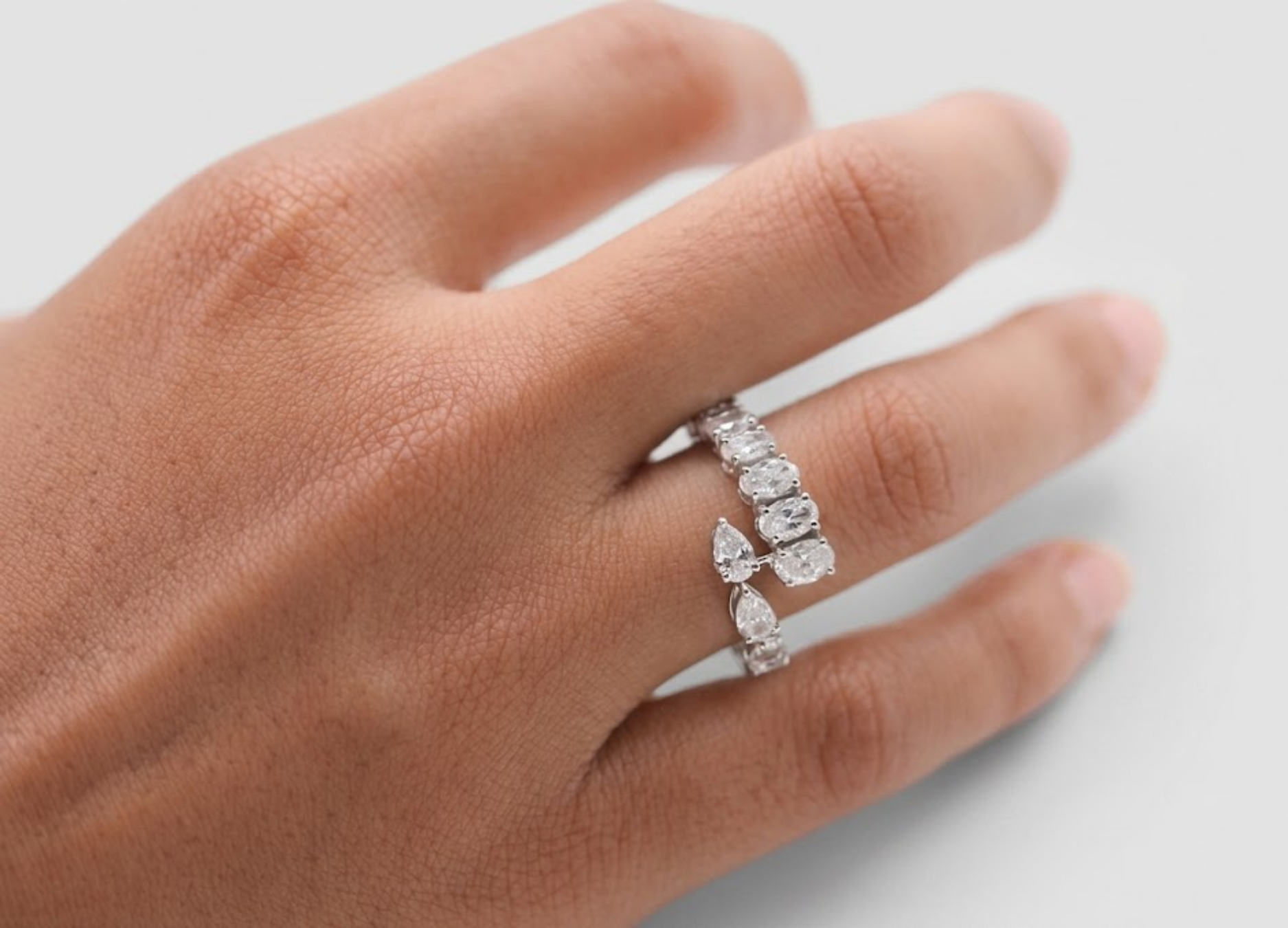 1.80 TCW (VS-EF) Round Cut Lab-Grown Diamond Open Band Ring for Women