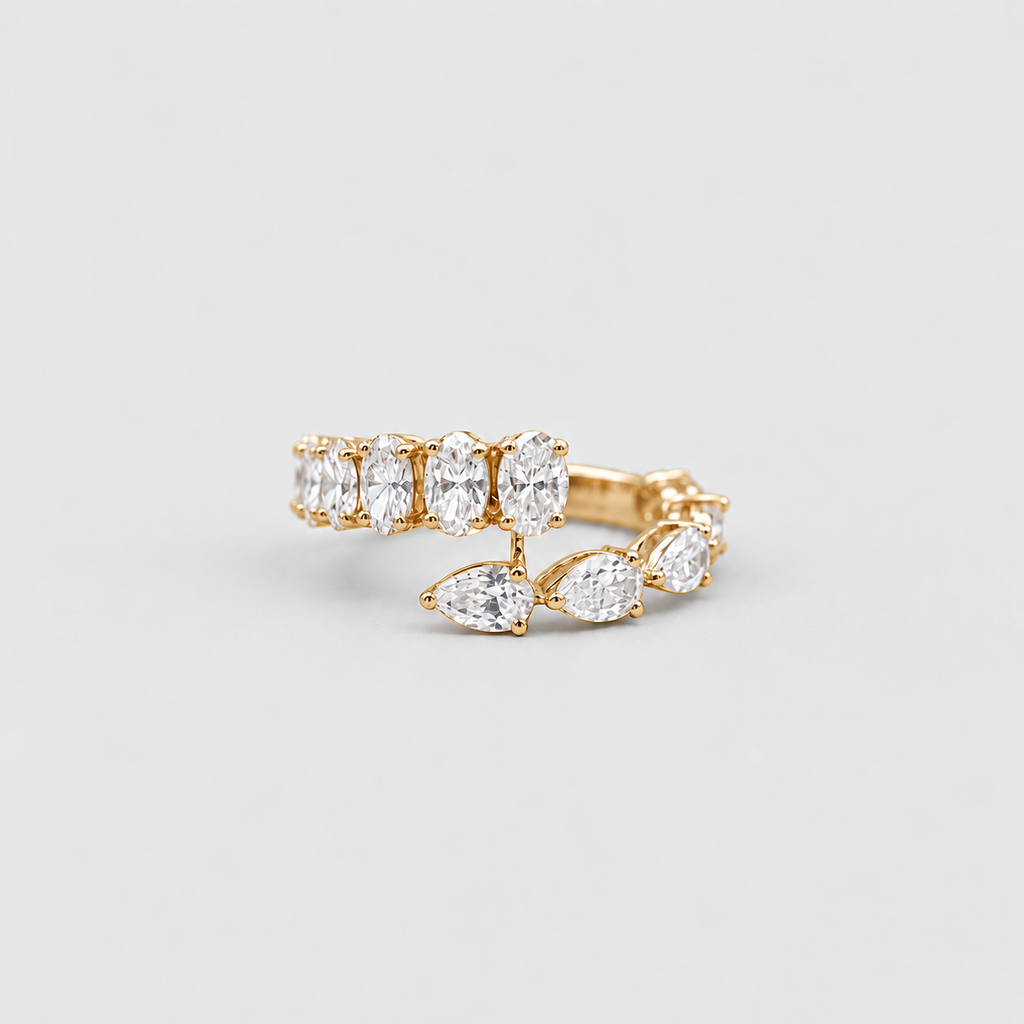 3 Ct. Lab-Grown Diamond Open Band Multi Cut Ring (EF/VVS-VS)