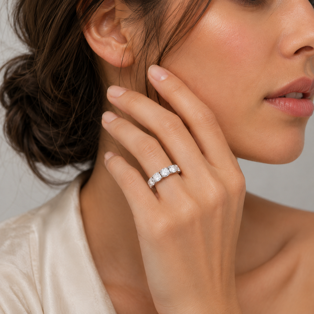 1 Ct. Cushion Cut Lab-Grown Diamond Eternity Band (VS-EF)