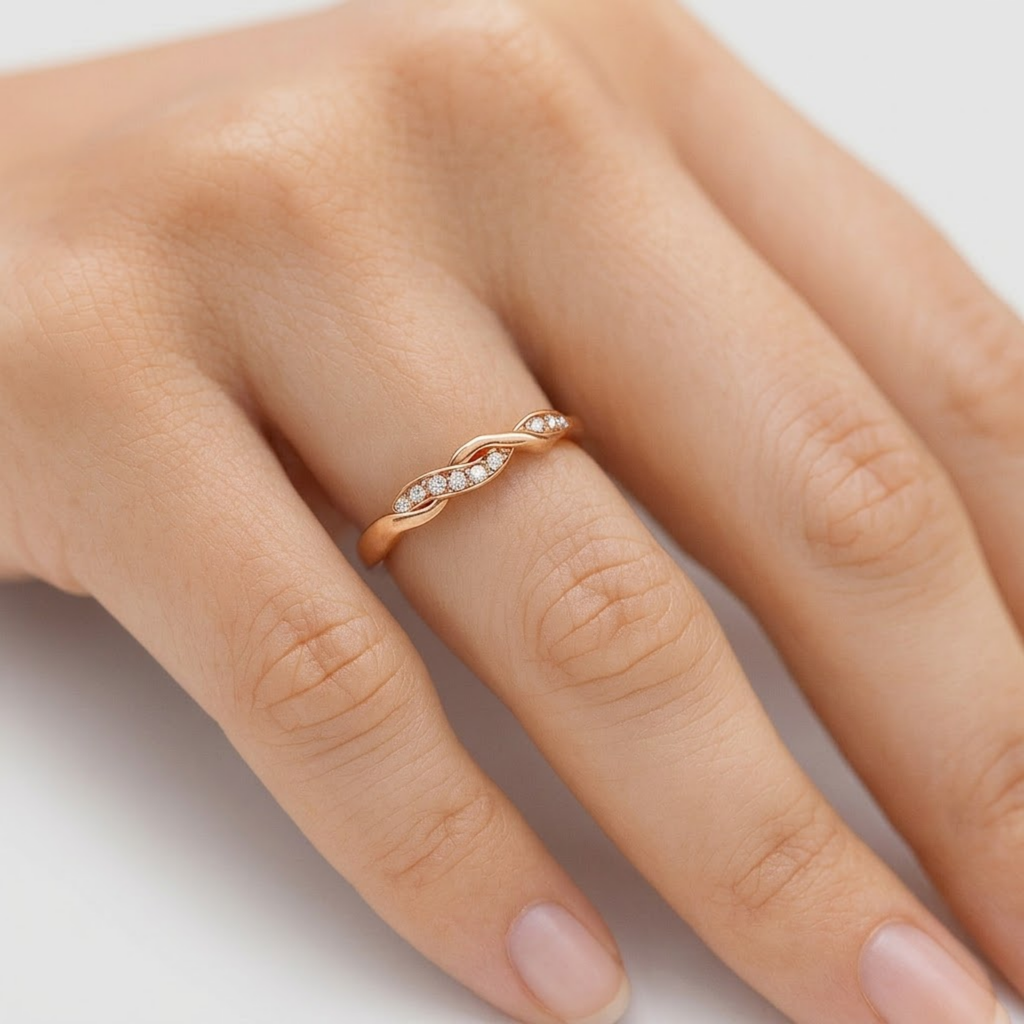 0.10tcw  (VS-EF) Twisted Infinity Lab-Grown Diamond Wedding Band for Women