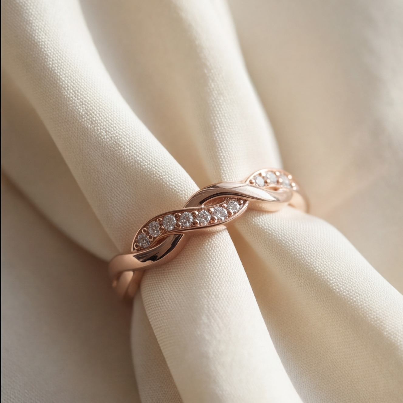 0.10 Ct. Lab-Grown Diamond Twisted Infinity Wedding Band (VS-EF)