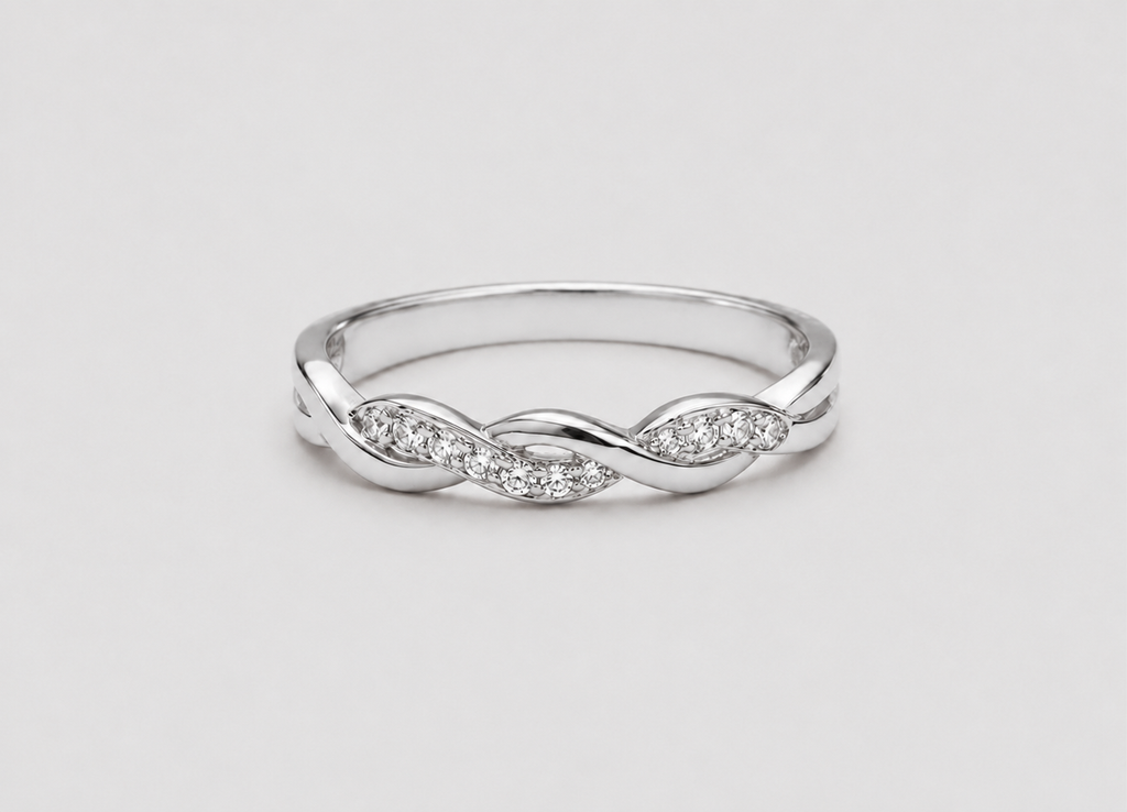 0.10 Ct. Lab-Grown Diamond Twisted Infinity Wedding Band (VS-EF)