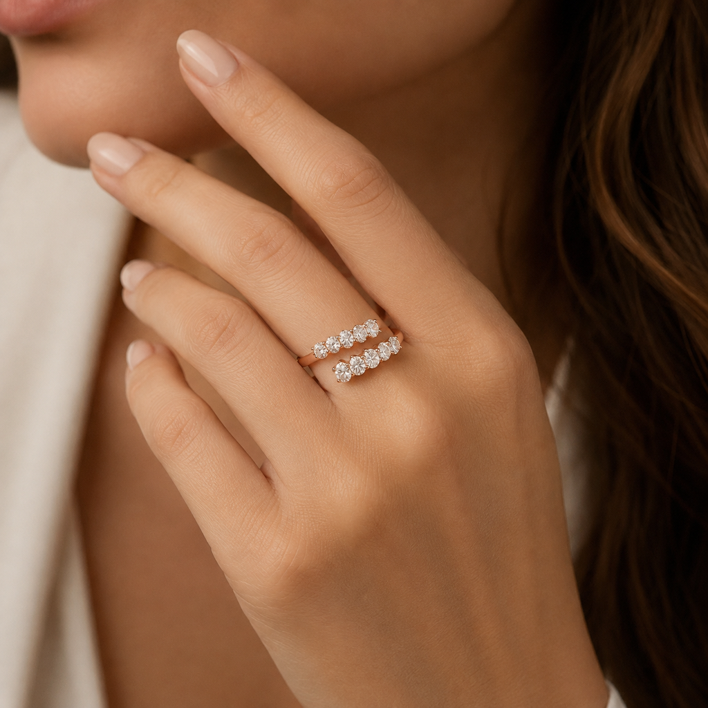 1.8 Ct. Lab-Grown Diamond Half Eternity Band Oval Ring (VS-EF)