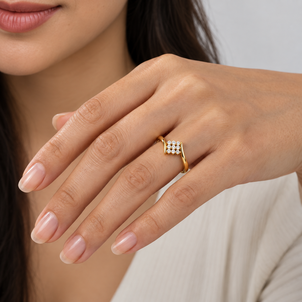 Lab Grown Diamond Round Cut Cluster Ring 0.25 Ct. (EF/VVS-VS)