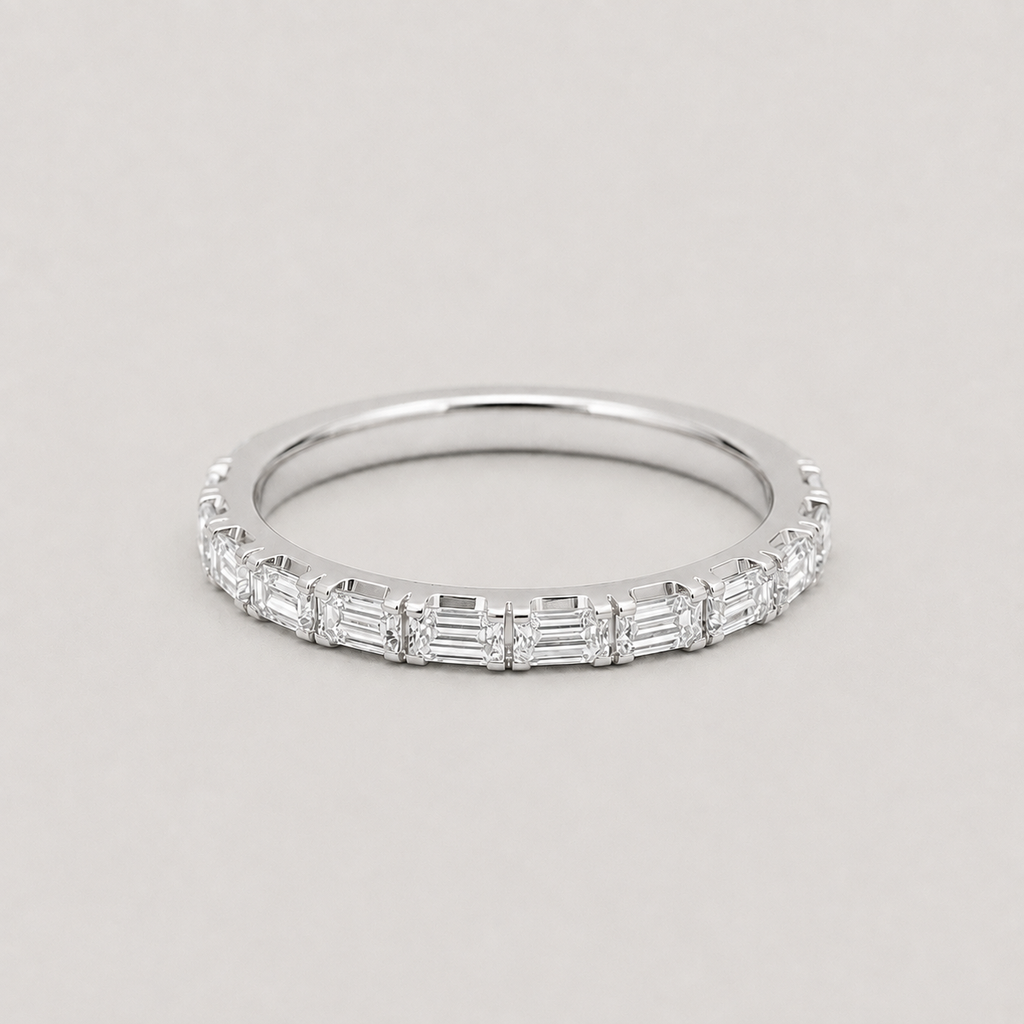 Lab-Grown Diamond Half Eternity Band Emerald Ring 0.30 Ct. (VS-EF)