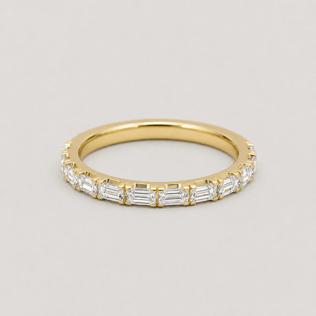 Lab-Grown Diamond Half Eternity Band Emerald Ring 0.30 Ct. (VS-EF)