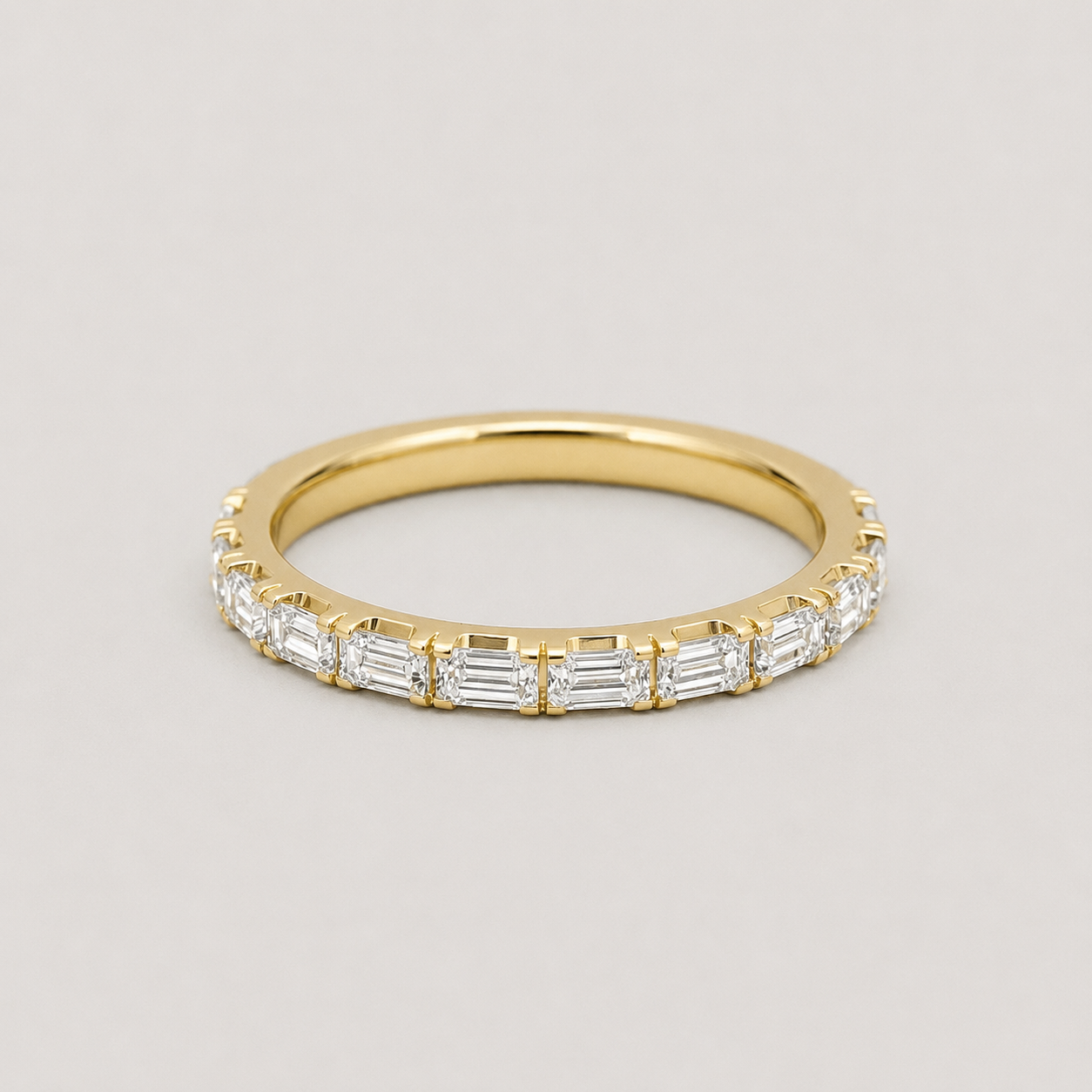 Lab-Grown Diamond Half Eternity Band Emerald Ring 0.30 Ct. (VS-EF)