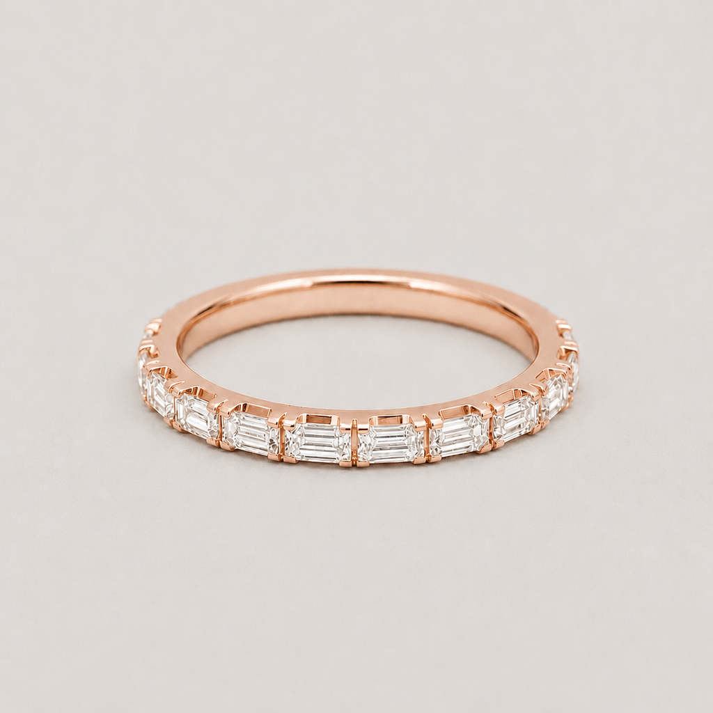 Lab-Grown Diamond Half Eternity Band Emerald Ring 0.30 Ct. (VS-EF)