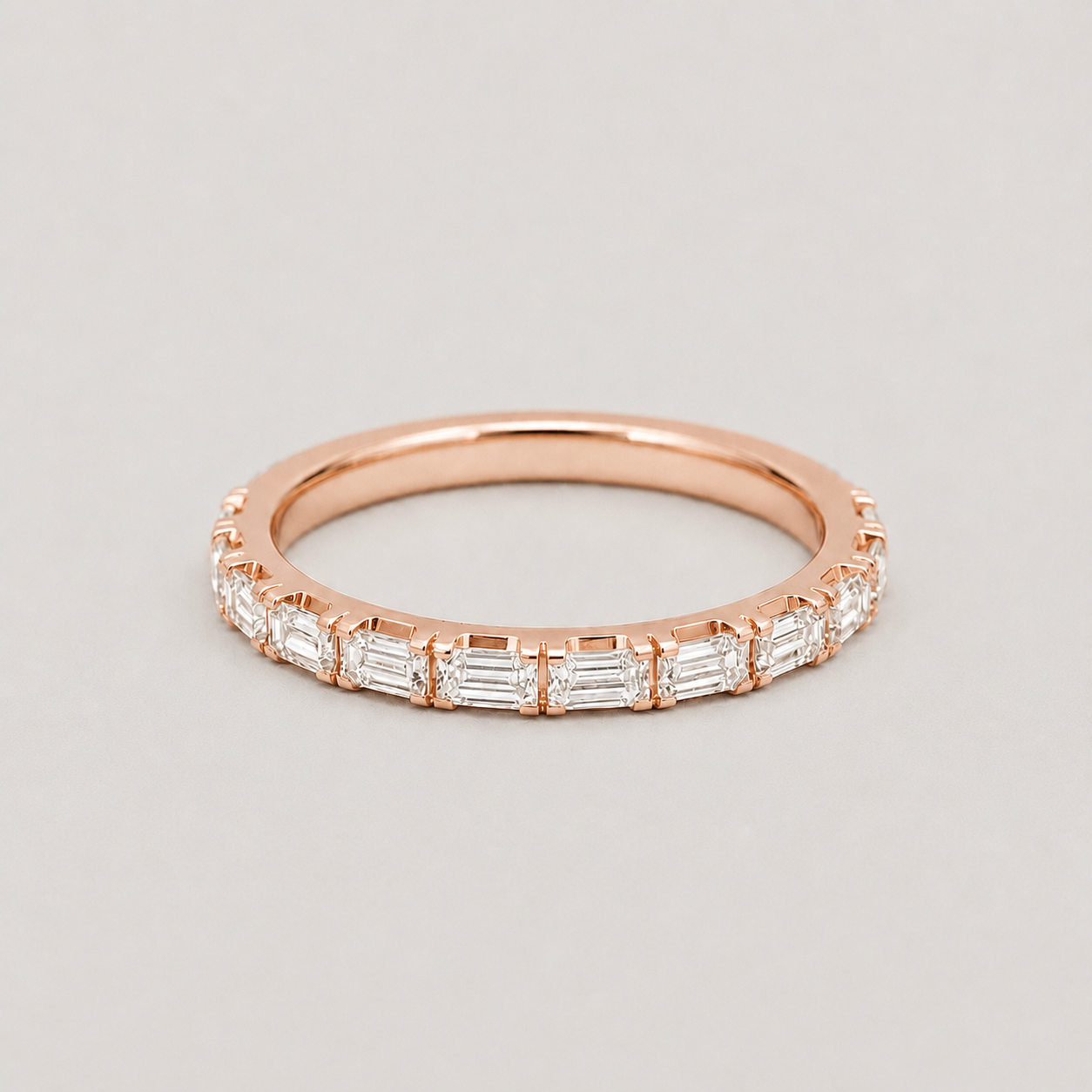 Lab-Grown Diamond Half Eternity Band Emerald Ring 0.30 Ct. (VS-EF)