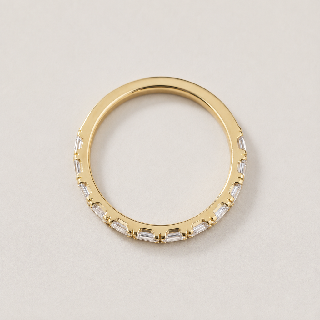 Lab-Grown Diamond Half Eternity Band Emerald Ring 0.30 Ct. (VS-EF)