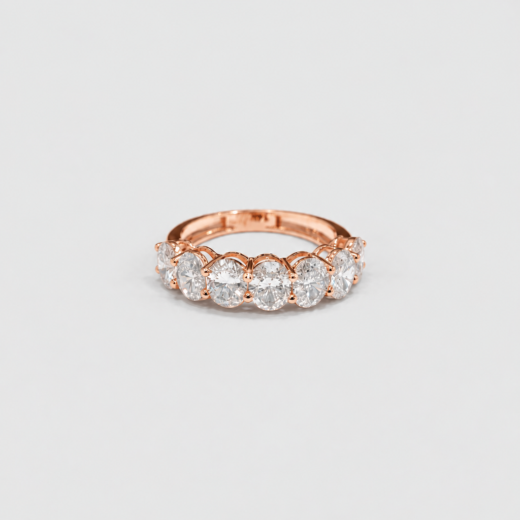 2 Ct. Lab Grown Diamond Oval Cut Half Eternity Band (EF/VVS-VS)