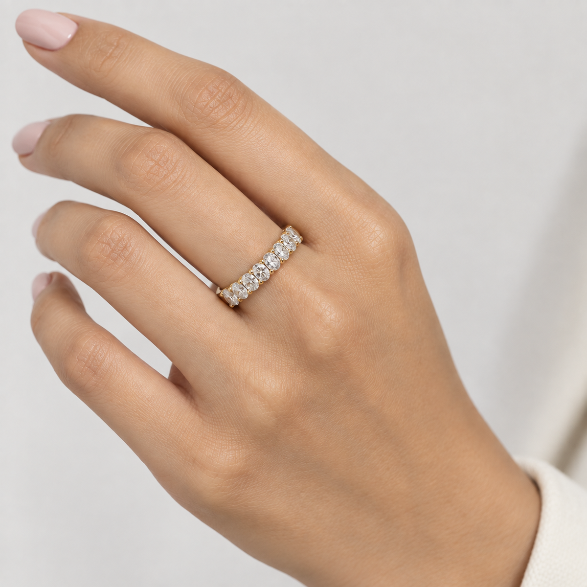 1.20 Ct. Lab Grown Diamond Oval Cut Half Eternity Band (EF/VVS-VS)