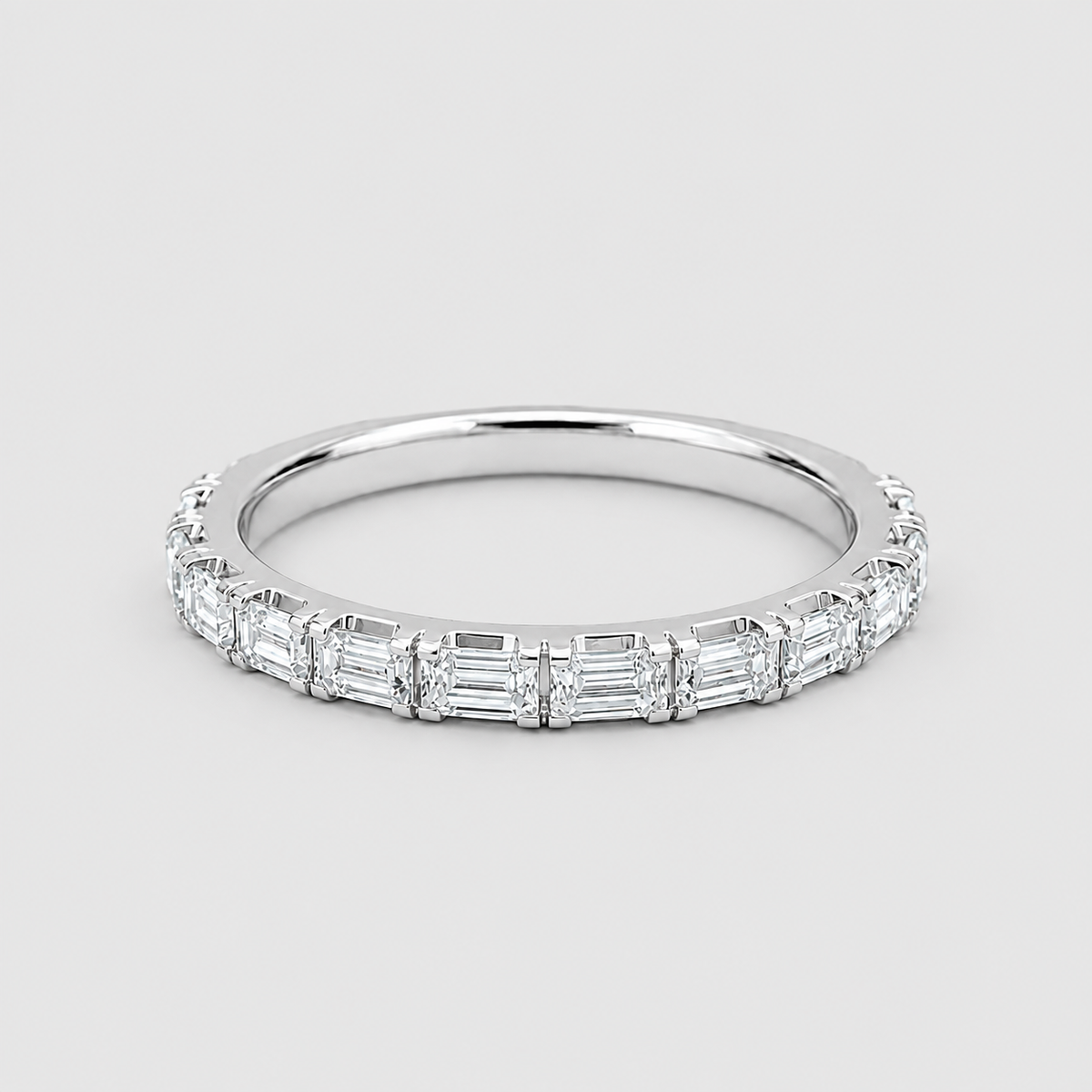 2 Ct. Emerald Cut Lab Grown Diamond Half Eternity Band Ring (EF/VVS-VS)