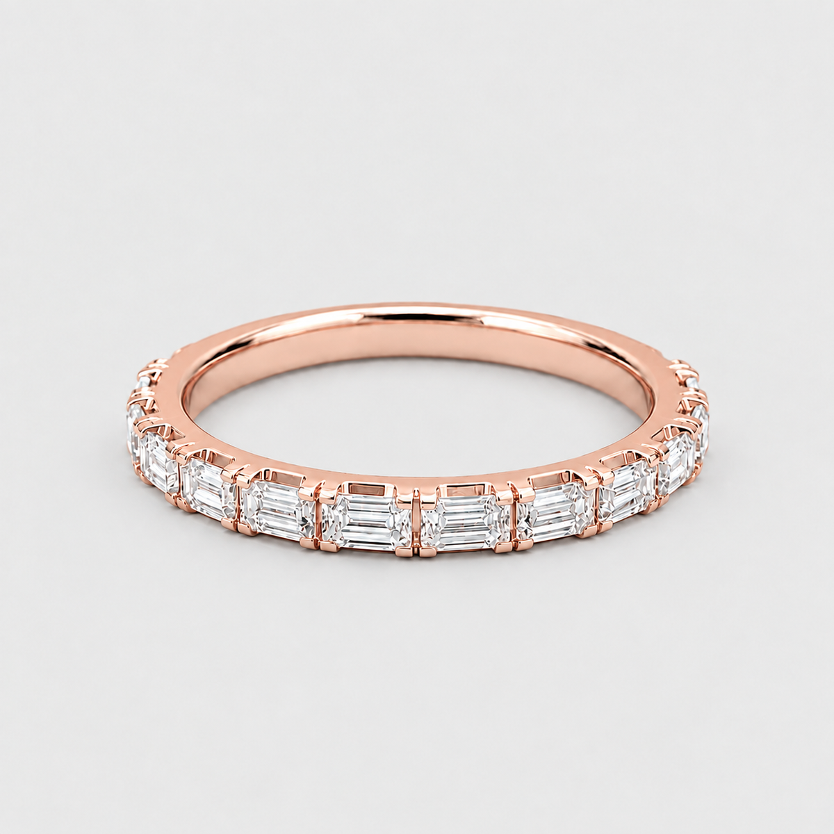 2 Ct. Emerald Cut Lab Grown Diamond Half Eternity Band Ring (EF/VVS-VS)