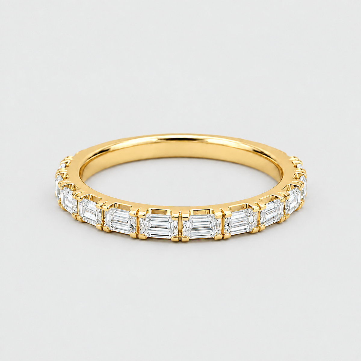 2 Ct. Emerald Cut Lab Grown Diamond Half Eternity Band Ring (EF/VVS-VS)