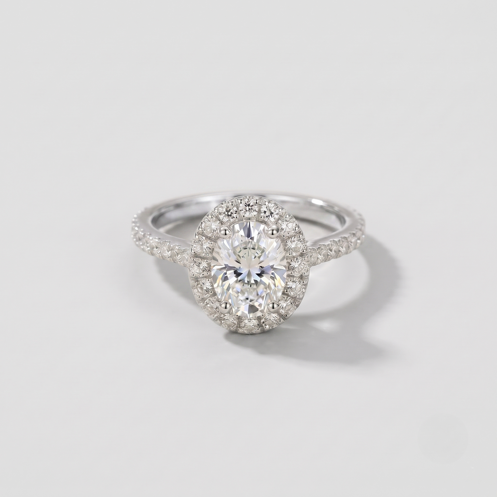 1.50 Ct. Lab-Grown Diamond Halo Ring Oval Cut (VS-EF)