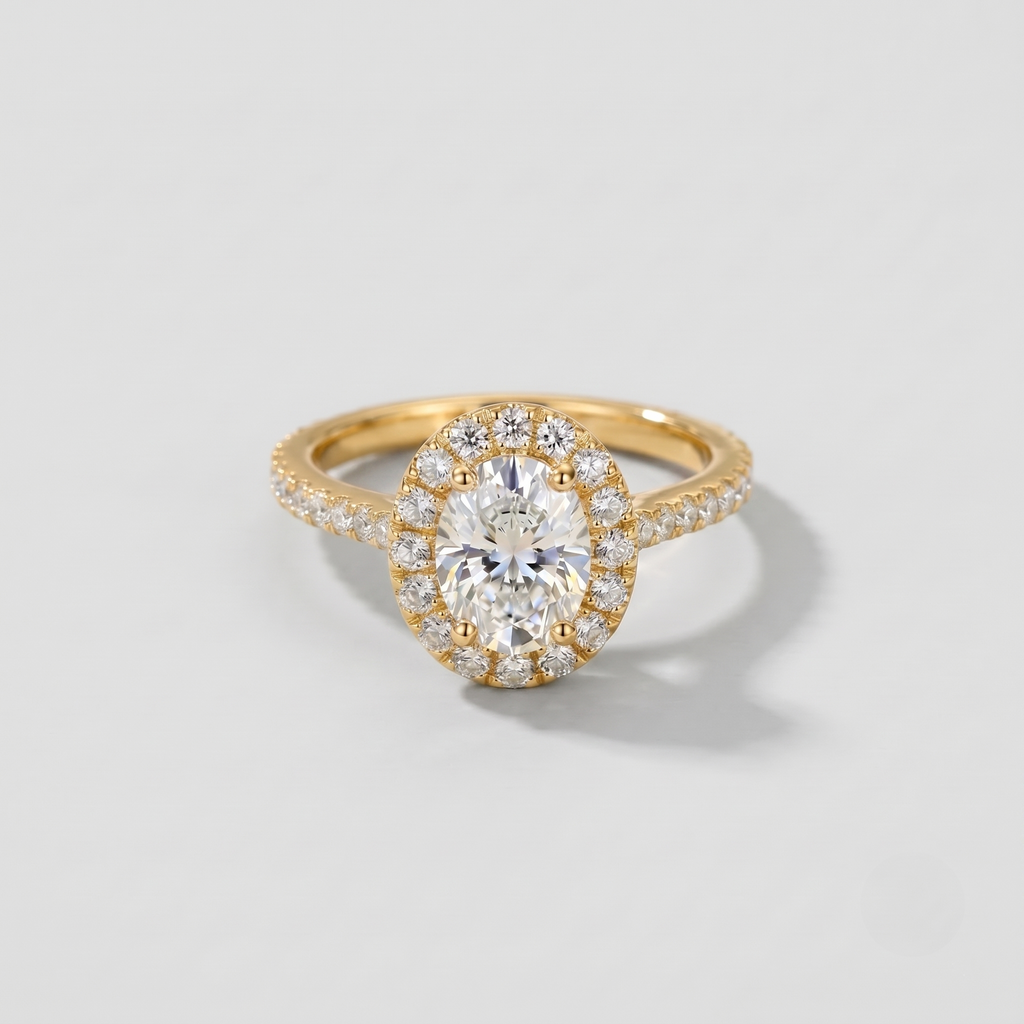 1.50 Ct. Lab-Grown Diamond Halo Ring Oval Cut (VS-EF)