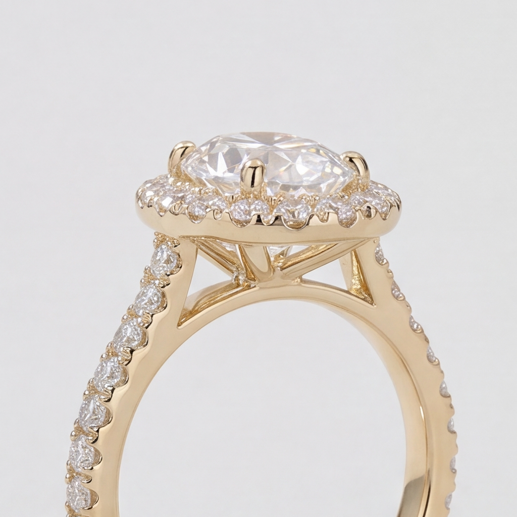 1.50 Ct. Lab-Grown Diamond Halo Ring Oval Cut (VS-EF)