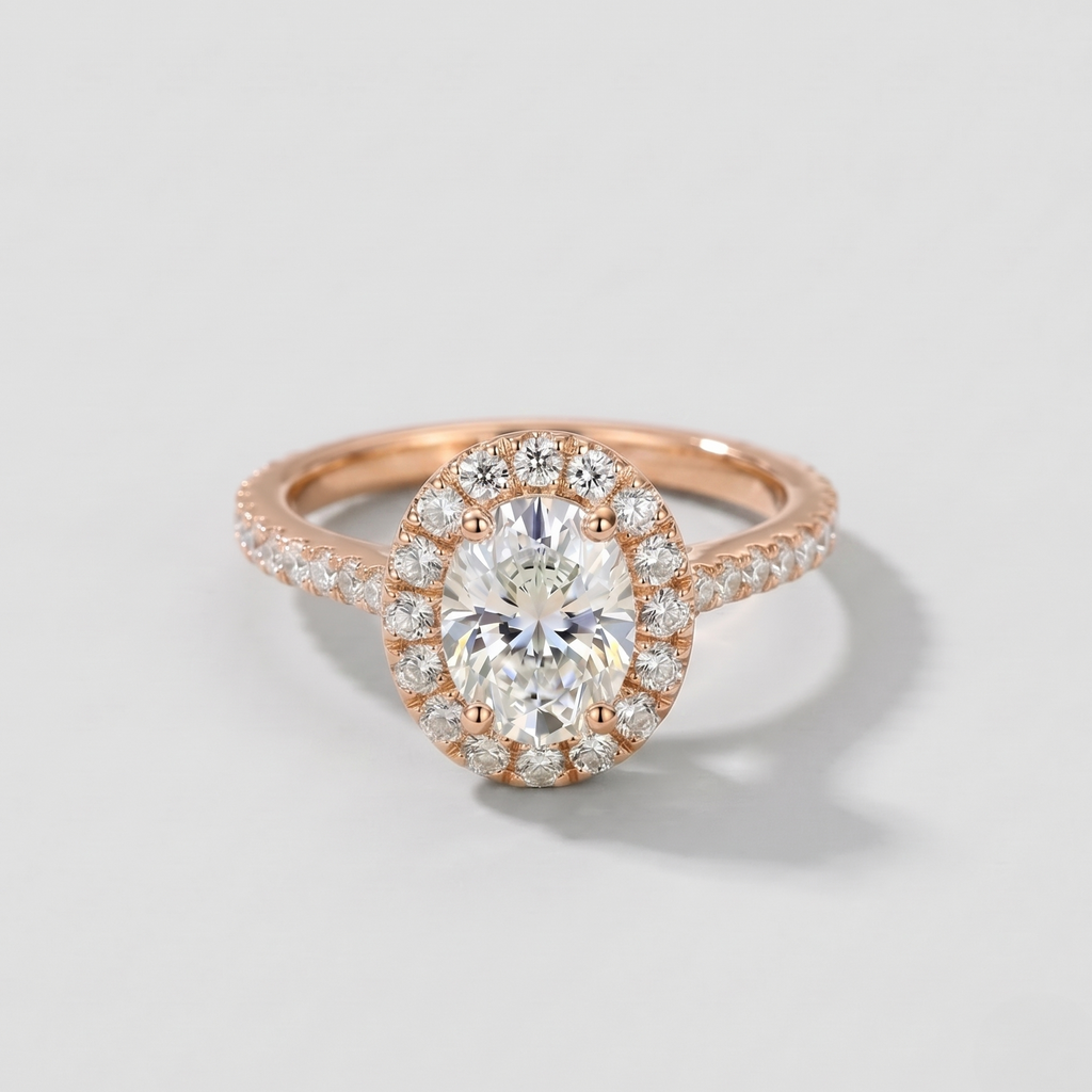 1.50 Ct. Lab-Grown Diamond Halo Ring Oval Cut (VS-EF)