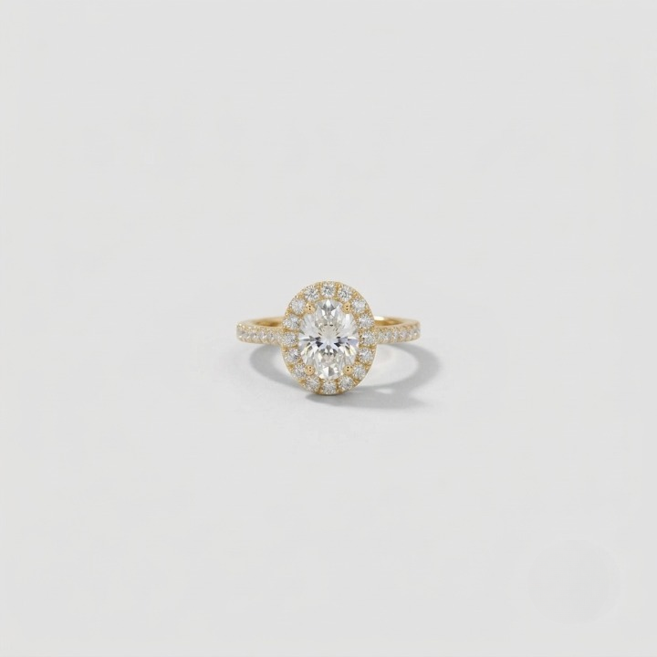 1.50 Ct. Lab-Grown Diamond Halo Ring Oval Cut (VS-EF)