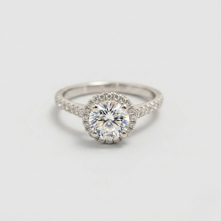 1.50 Ct. Lab-Grown Diamond Halo Ring Round Cut (VS-EF)