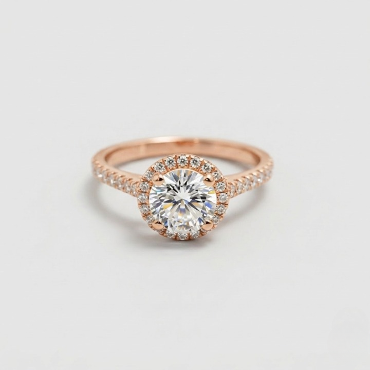 1.50 Ct. Lab-Grown Diamond Halo Ring Round Cut (VS-EF)