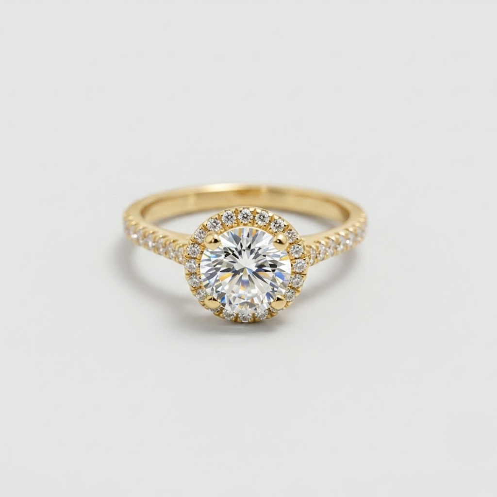 1.50 Ct. Lab-Grown Diamond Halo Ring Round Cut (VS-EF)
