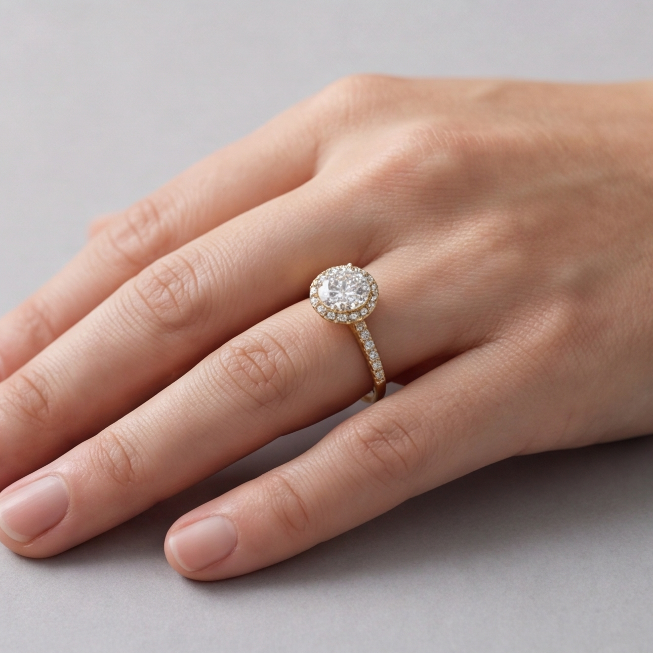 1.50 Ct. Lab-Grown Diamond Halo Ring Round Cut (VS-EF)