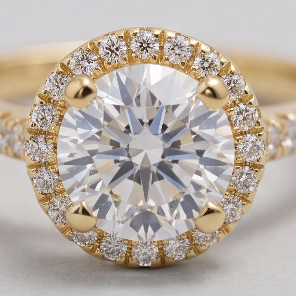 1.50 Ct. Lab-Grown Diamond Halo Ring Round Cut (VS-EF)