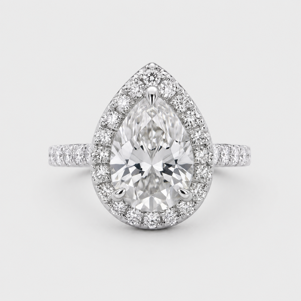 1.50 Ct. Lab-Grown Diamond Halo Ring Pear Cut (VS-EF)