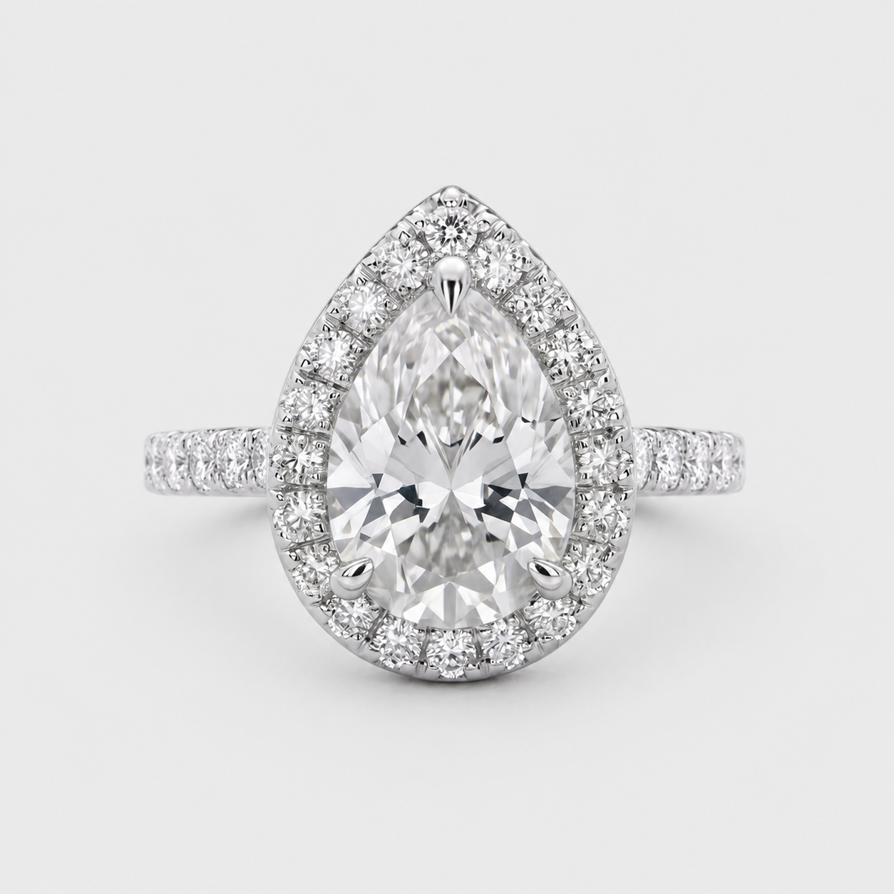 1.50 Ct. Lab-Grown Diamond Halo Ring Pear Cut (VS-EF)