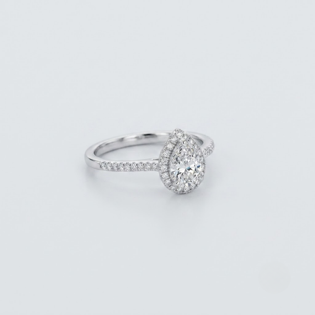 1.50 Ct. Lab-Grown Diamond Halo Ring Pear Cut (VS-EF)