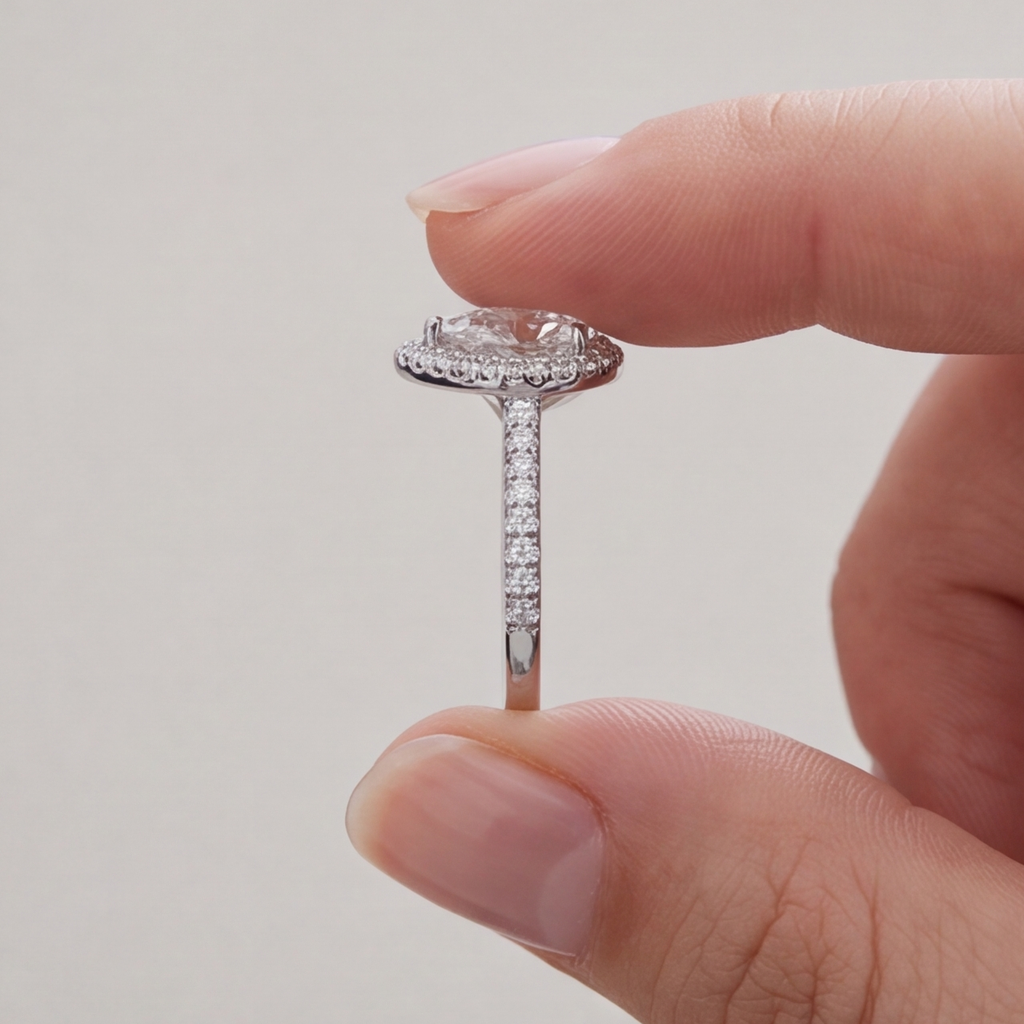 1.50 Ct. Lab-Grown Diamond Halo Ring Pear Cut (VS-EF)