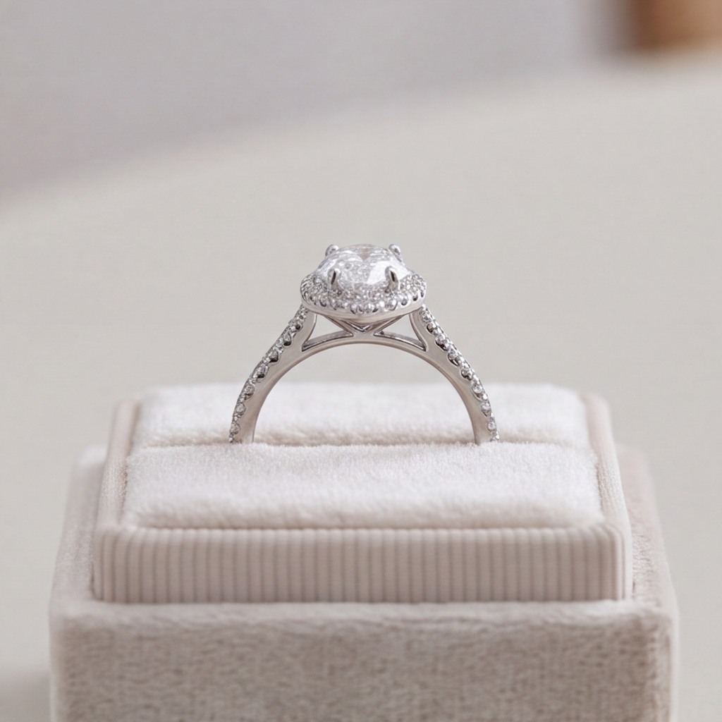 1.50 Ct. Lab-Grown Diamond Halo Ring Pear Cut (VS-EF)