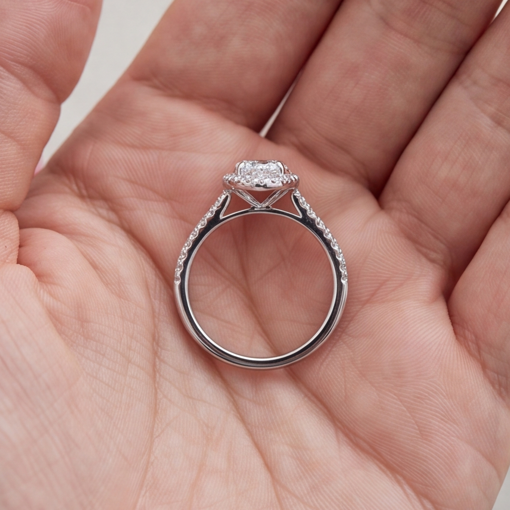 1.50 Ct. Lab-Grown Diamond Halo Ring Pear Cut (VS-EF)
