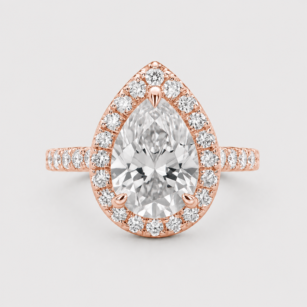1.50 Ct. Lab-Grown Diamond Halo Ring Pear Cut (VS-EF)