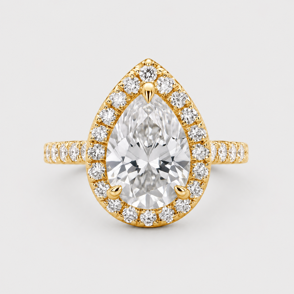 1.50 Ct. Lab-Grown Diamond Halo Ring Pear Cut (VS-EF)