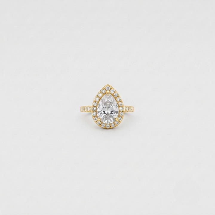 2.50 Ct. Lab-Grown Diamond Halo Ring Pear Cut (VS-EF)
