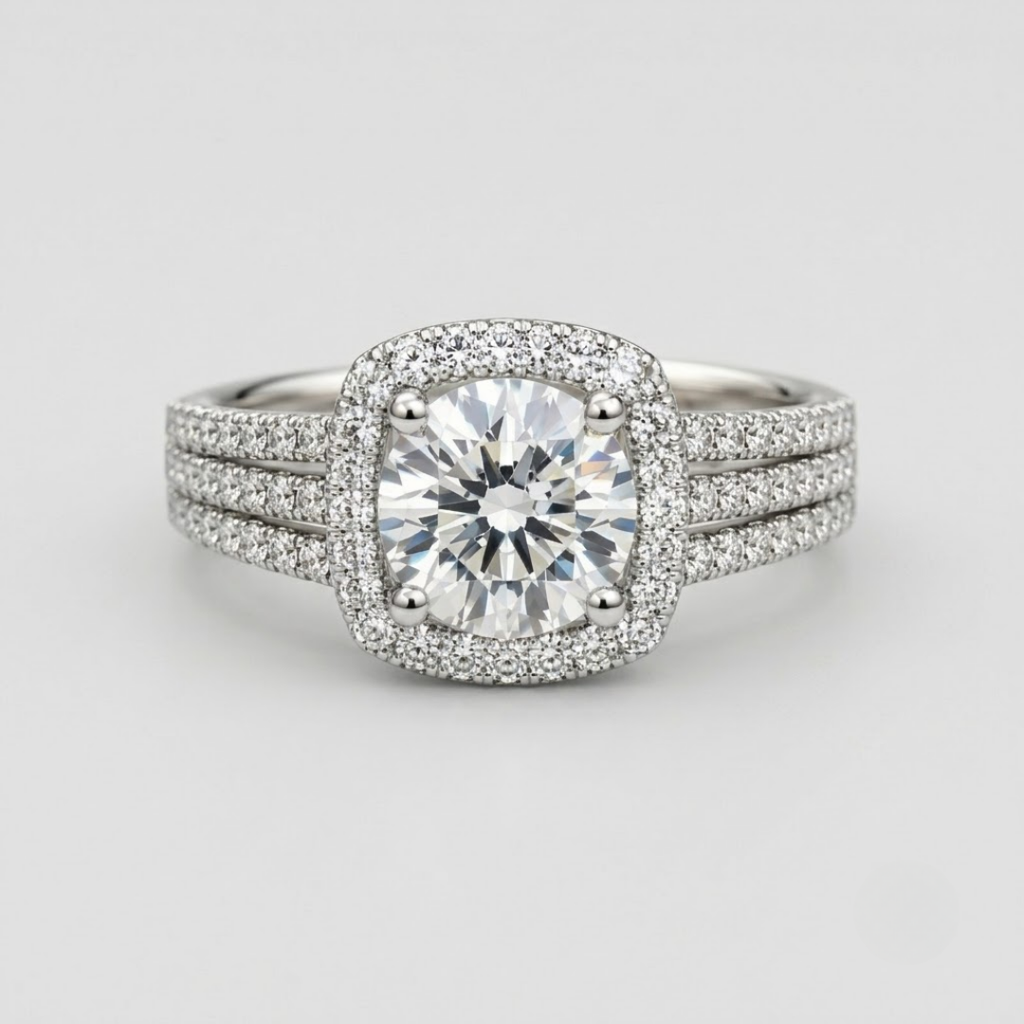 2.90 Ct. Lab-Grown Diamond Halo Ring Round Cut (VS-EF)