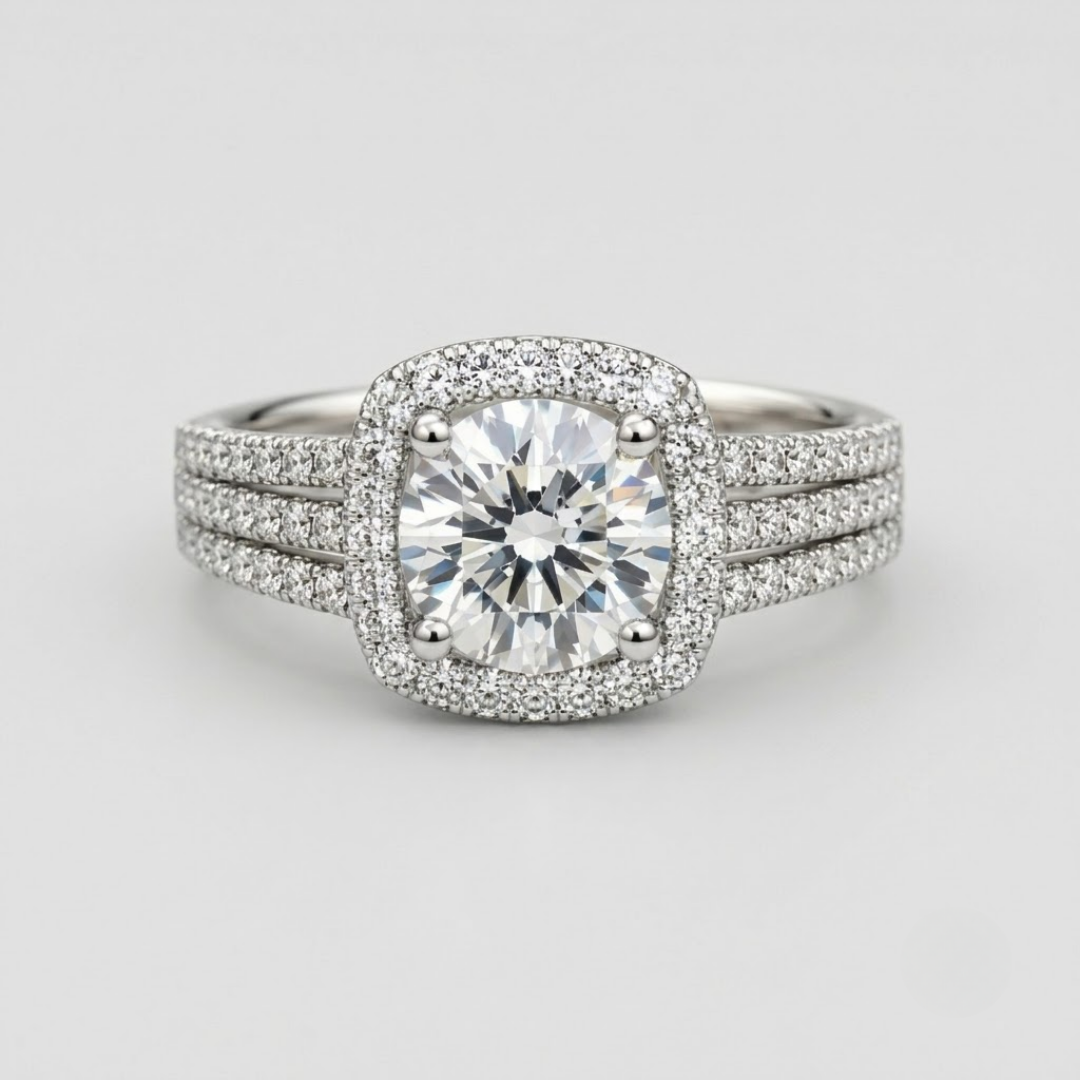 2.90 Ct. Lab-Grown Diamond Halo Ring Round Cut (VS-EF)
