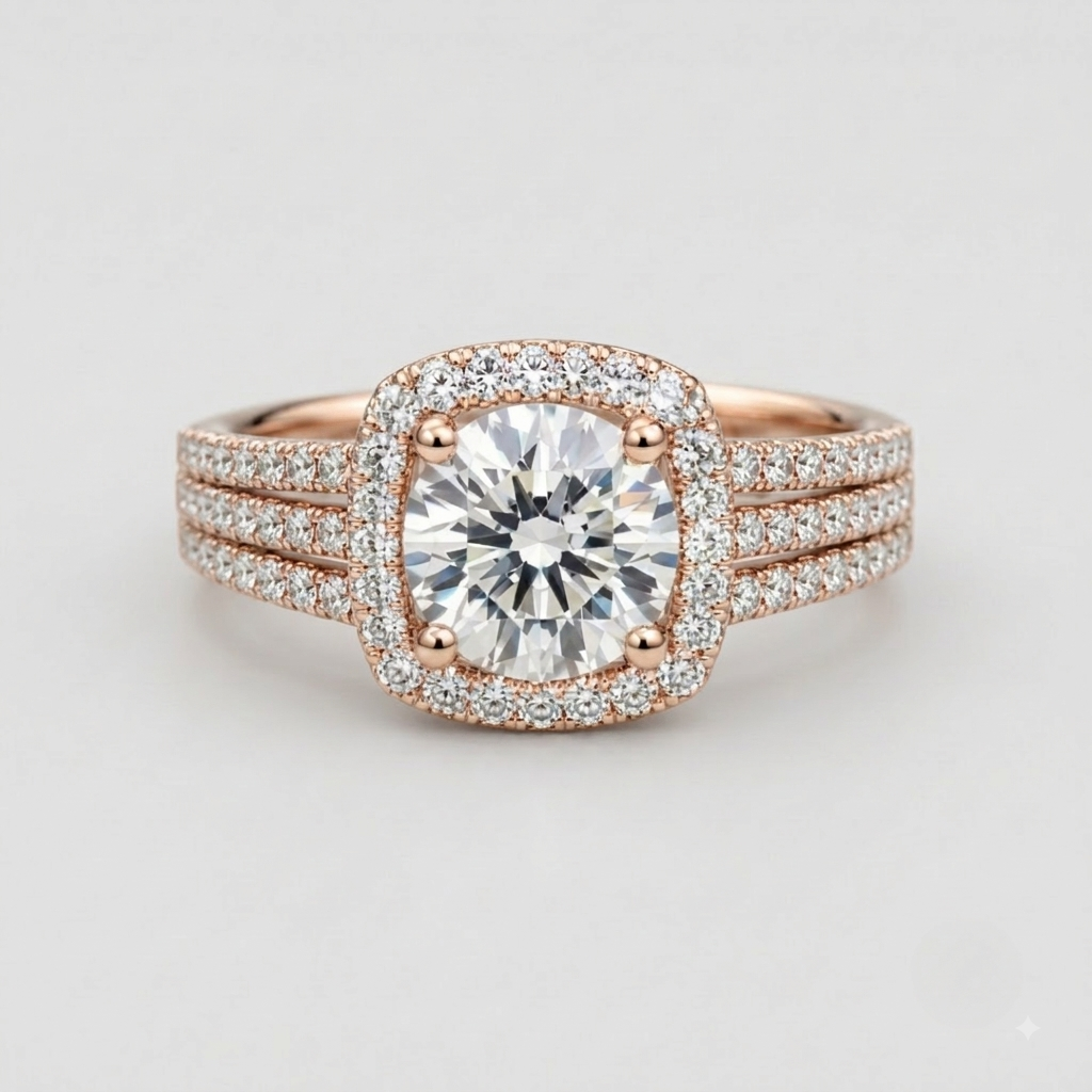 2.90 Ct. Lab-Grown Diamond Halo Ring Round Cut (VS-EF)
