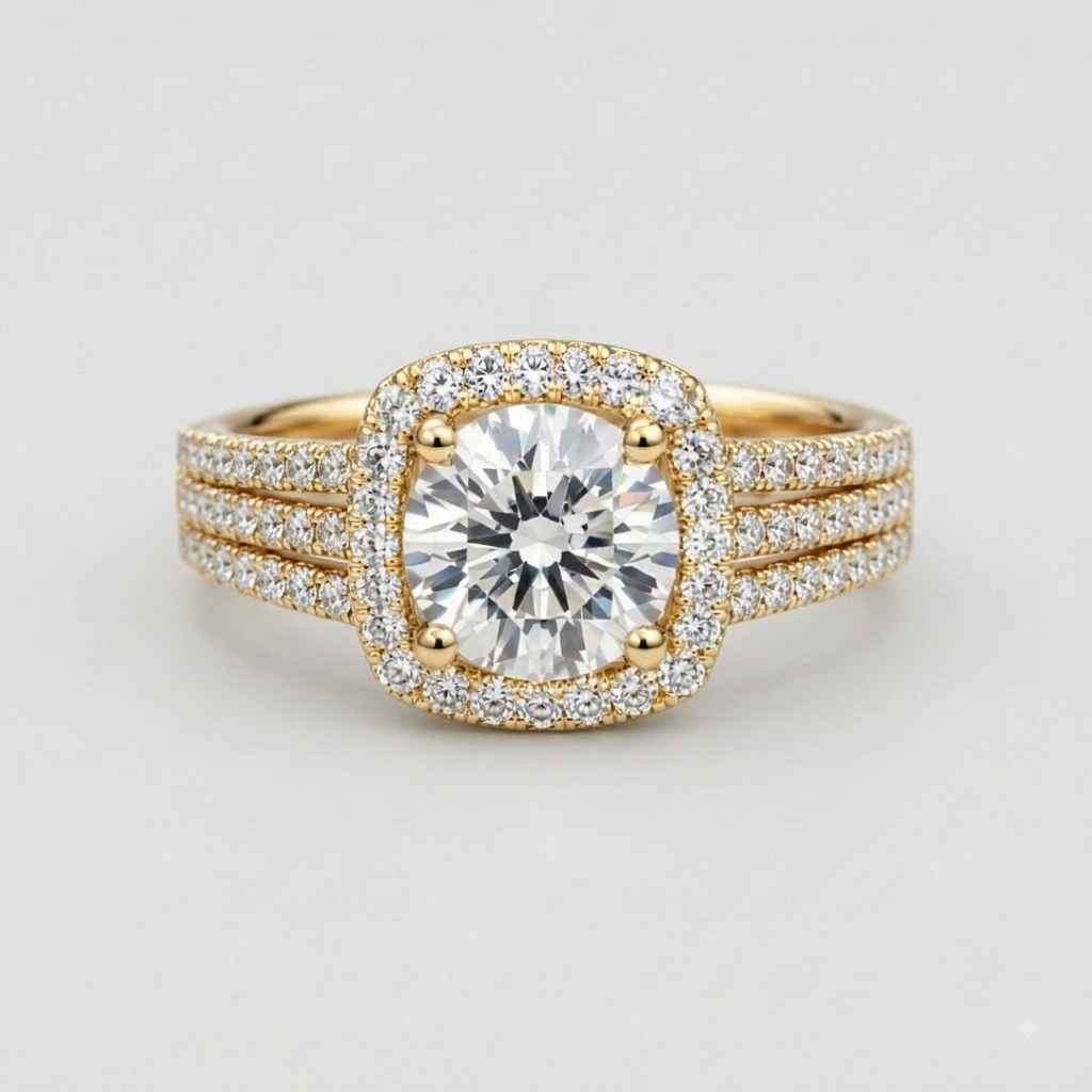 2.90 Ct. Lab-Grown Diamond Halo Ring Round Cut (VS-EF)